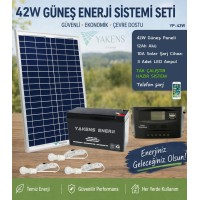 42W Güneş Enerji Sistemi Seti – Telefon Şarjlı Taşınabilir Solar Aydın 
